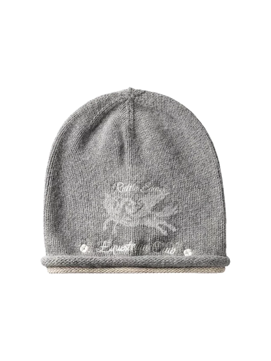 REDRINSE | Winged Horse Double Cuff Wool Beanie - 4