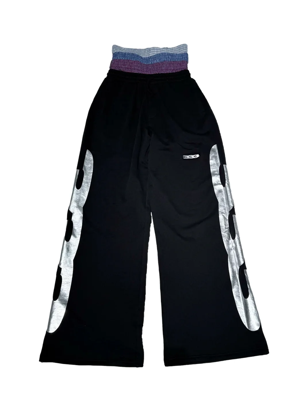 PCCVISION | Baggy Silver Print Wide-Leg Sweatpants