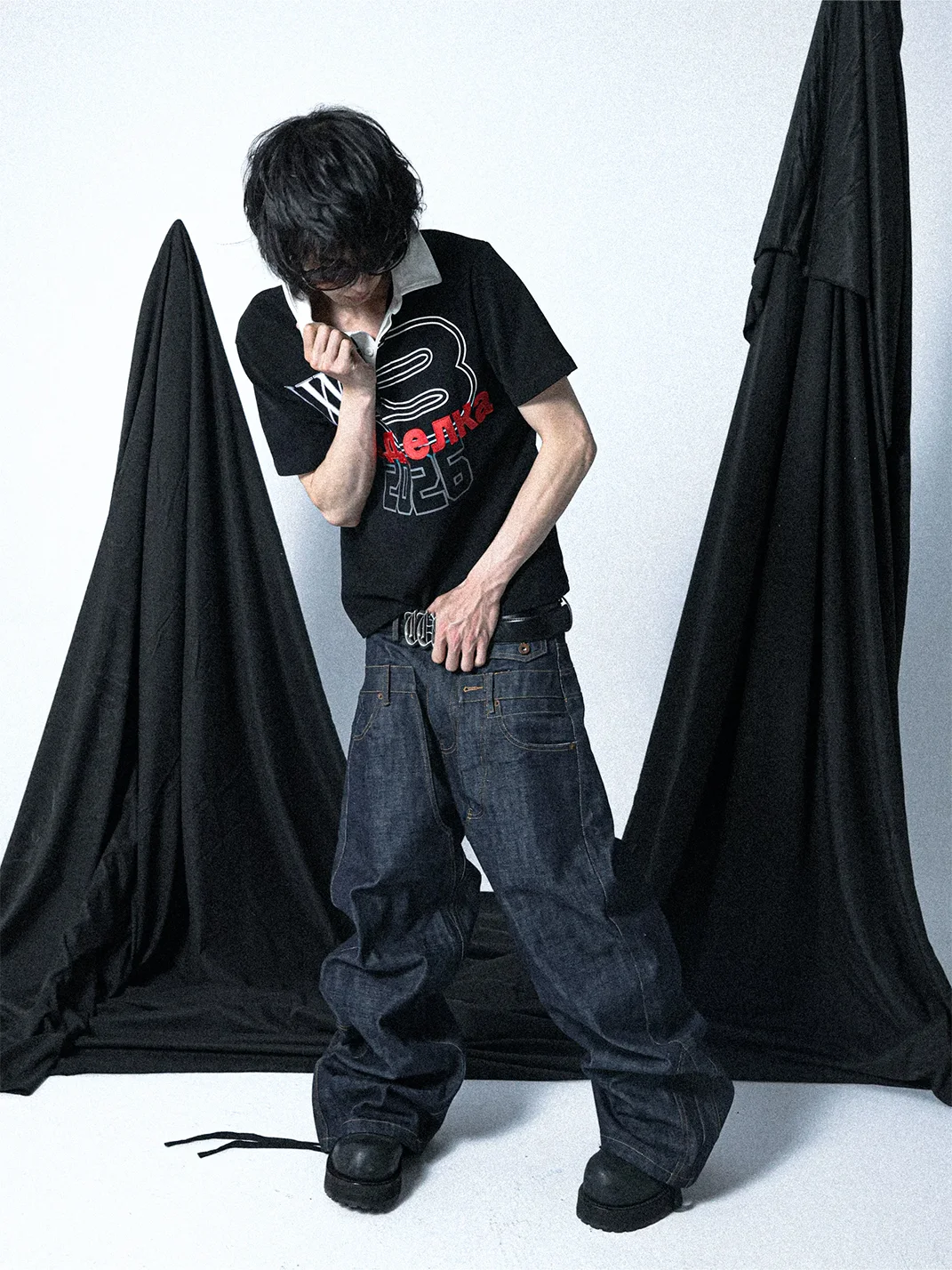 PCCVISION | Black Embroidered Polo Shirt