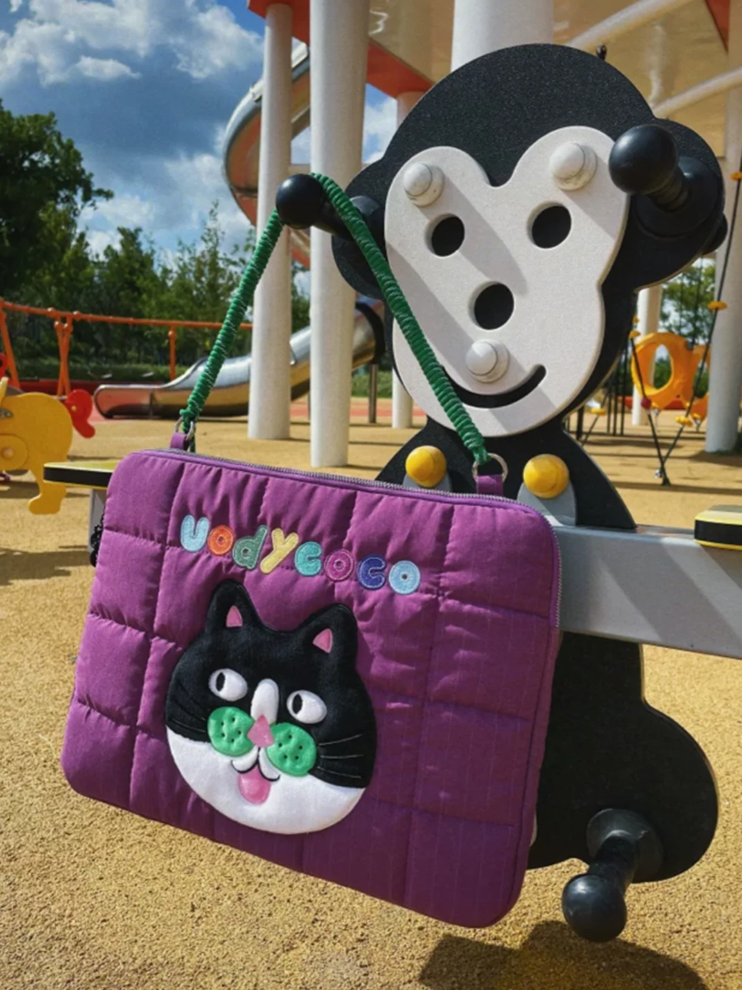 Uodycoco | Quilted Embroidered Cat Dog Laptop Bag