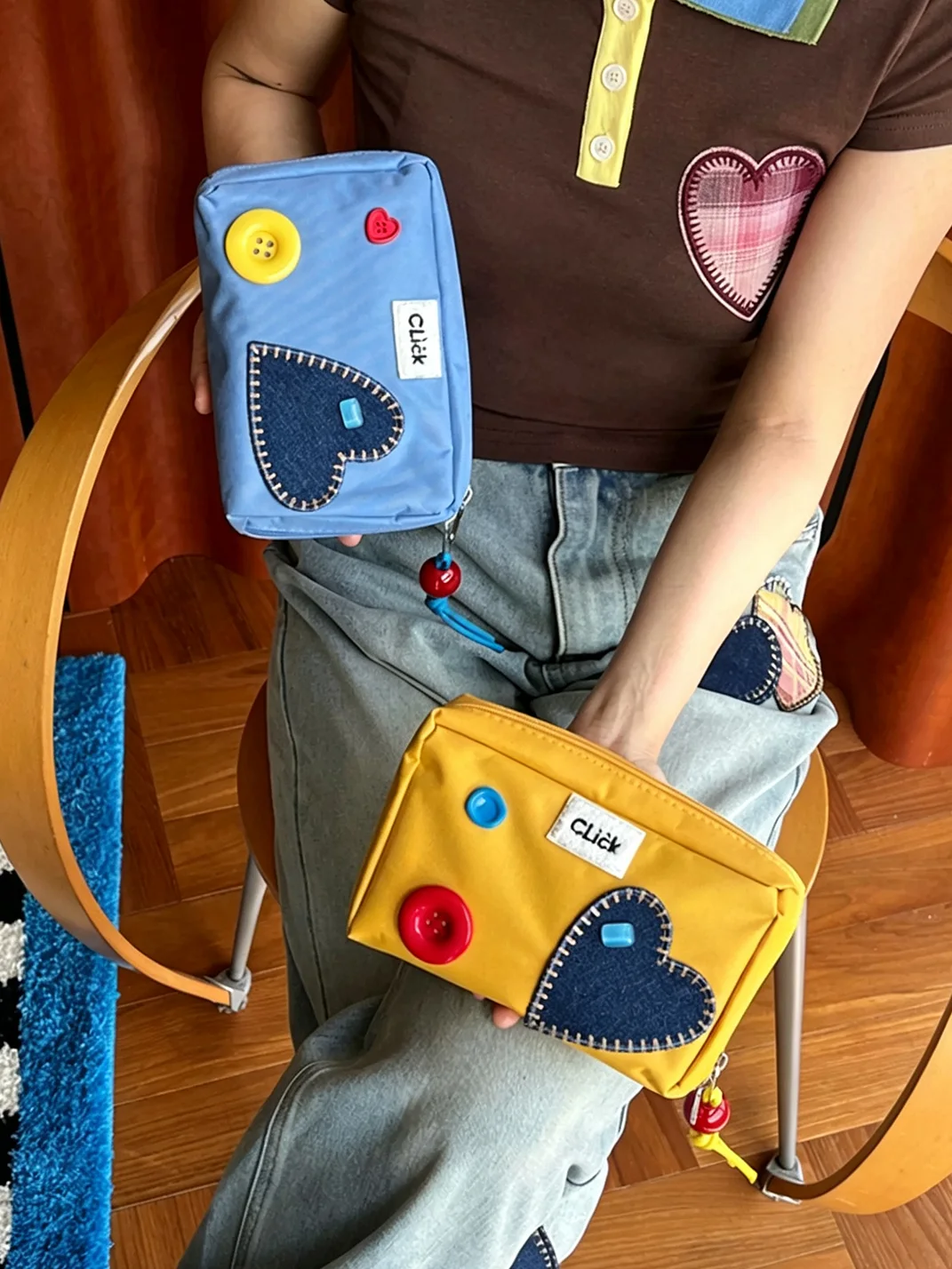 Click | Heart Patch Multi-Compartment Travel Organizer Pouch