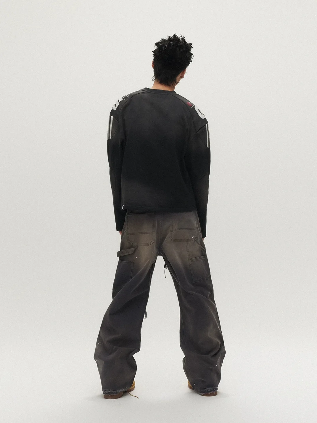 SAXGENWON | Washed Distressed Boxy Football Sweatshirt