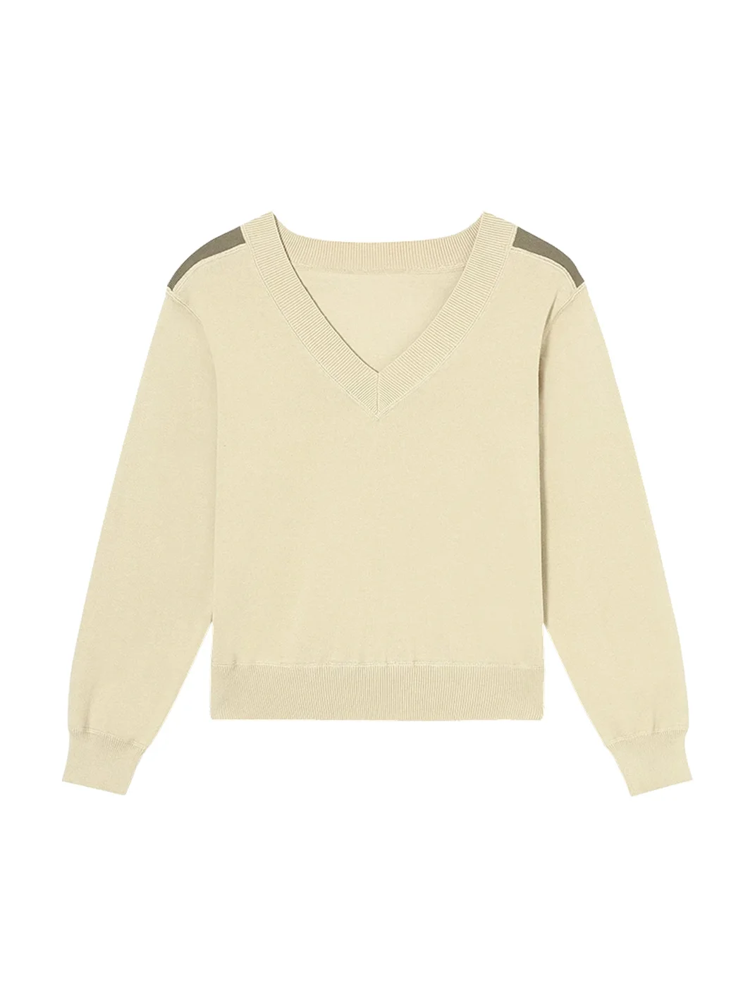 CLP | V-Neck Epaulet Cropped Cotton Knit Sweater