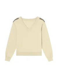 CLP | V-Neck Epaulet Cropped Cotton Knit Sweater