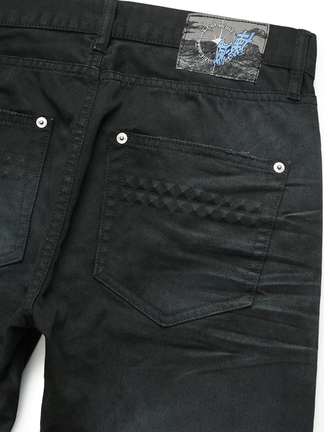 Tiesake | Metal Tassel Skinny Black Jeans