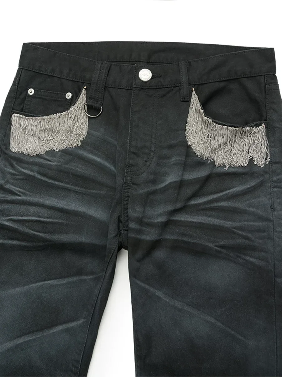 Tiesake | Metal Tassel Skinny Black Jeans - 3