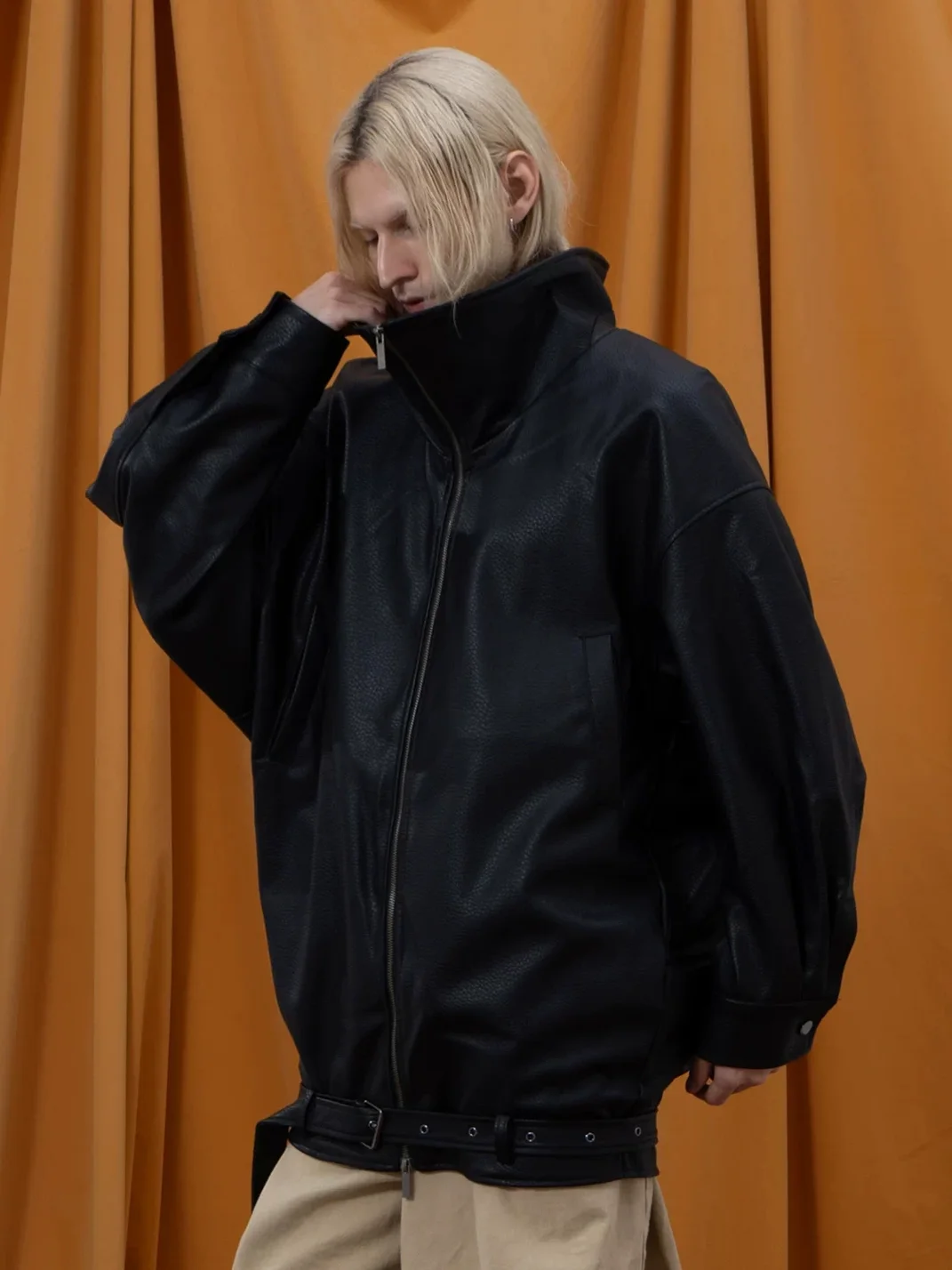 CLP | Oversized Belted Faux Leather Jacket