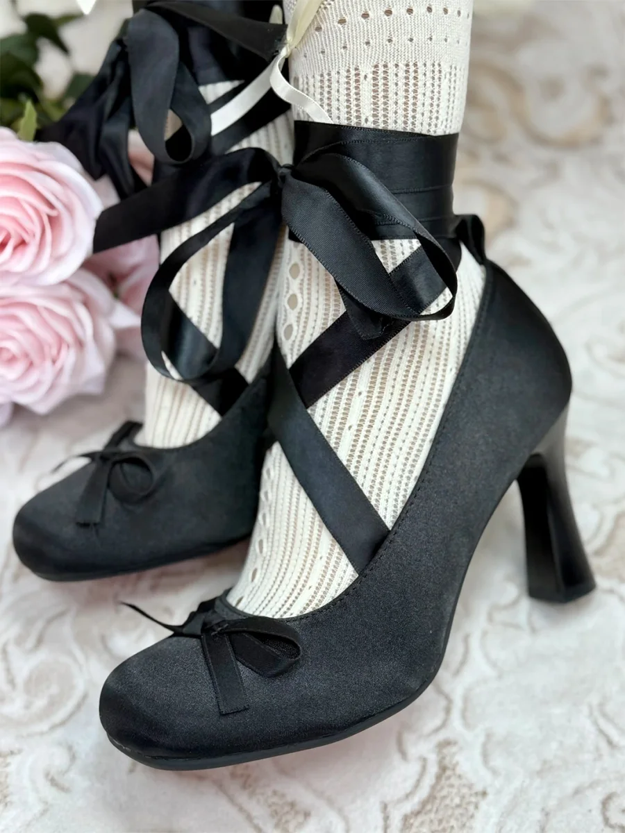 Dolly Bae | Satin Bow Ribbon Mary Jane Heels - 2