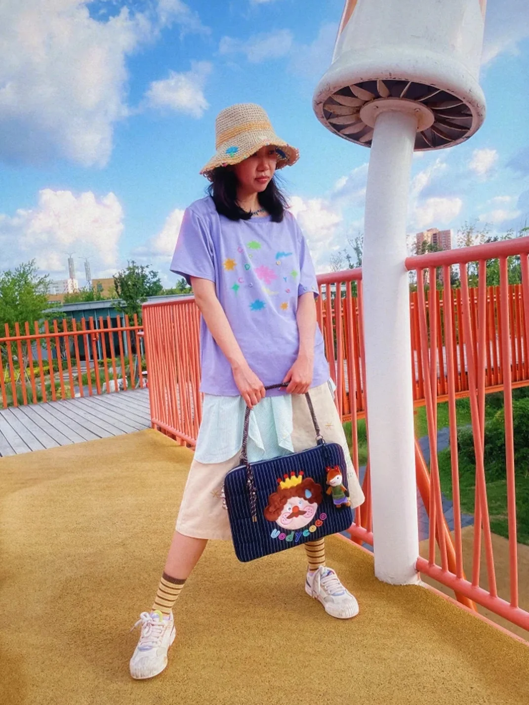 Uodycoco | Quilted Embroidered Cat Dog Laptop Bag