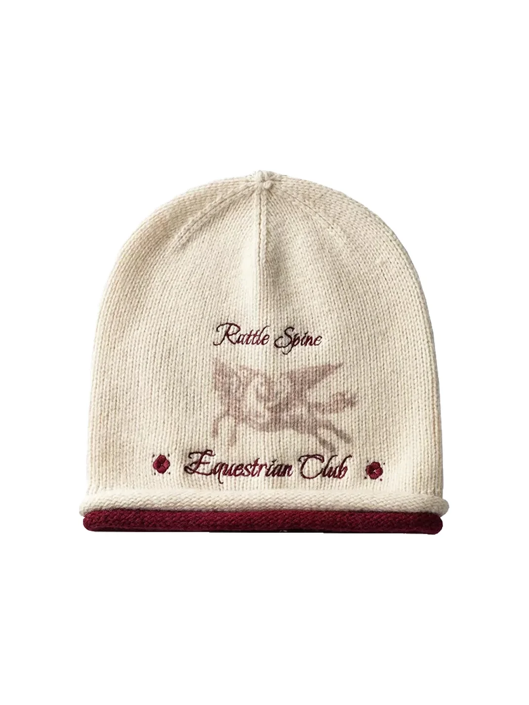 REDRINSE | Winged Horse Double Cuff Wool Beanie