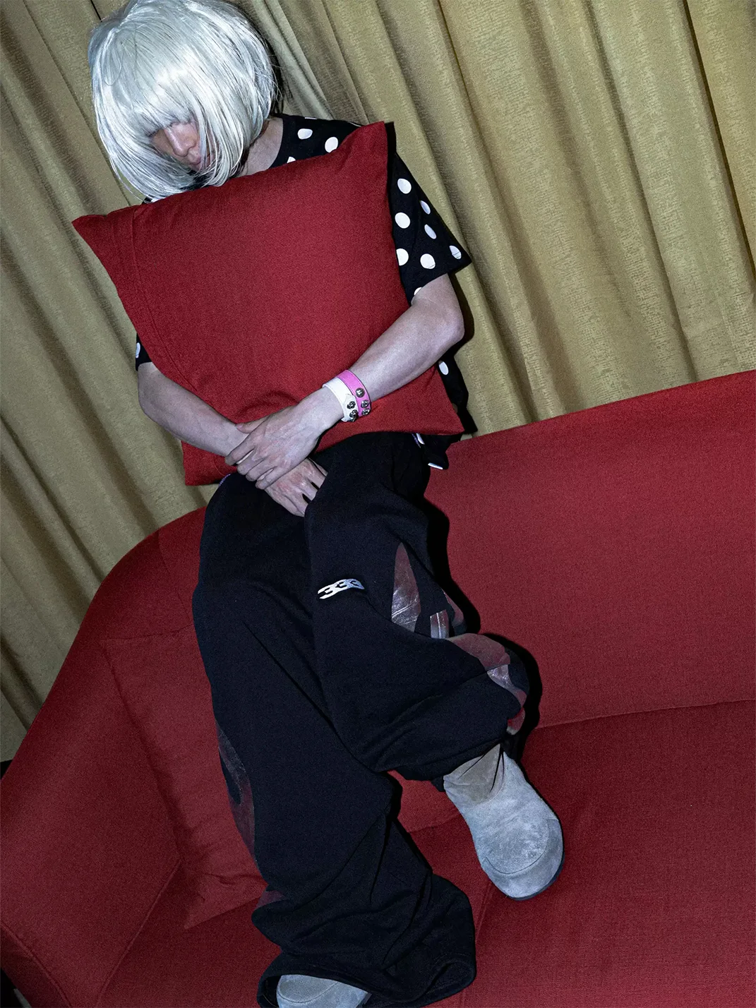 PCCVISION | Baggy Silver Print Wide-Leg Sweatpants