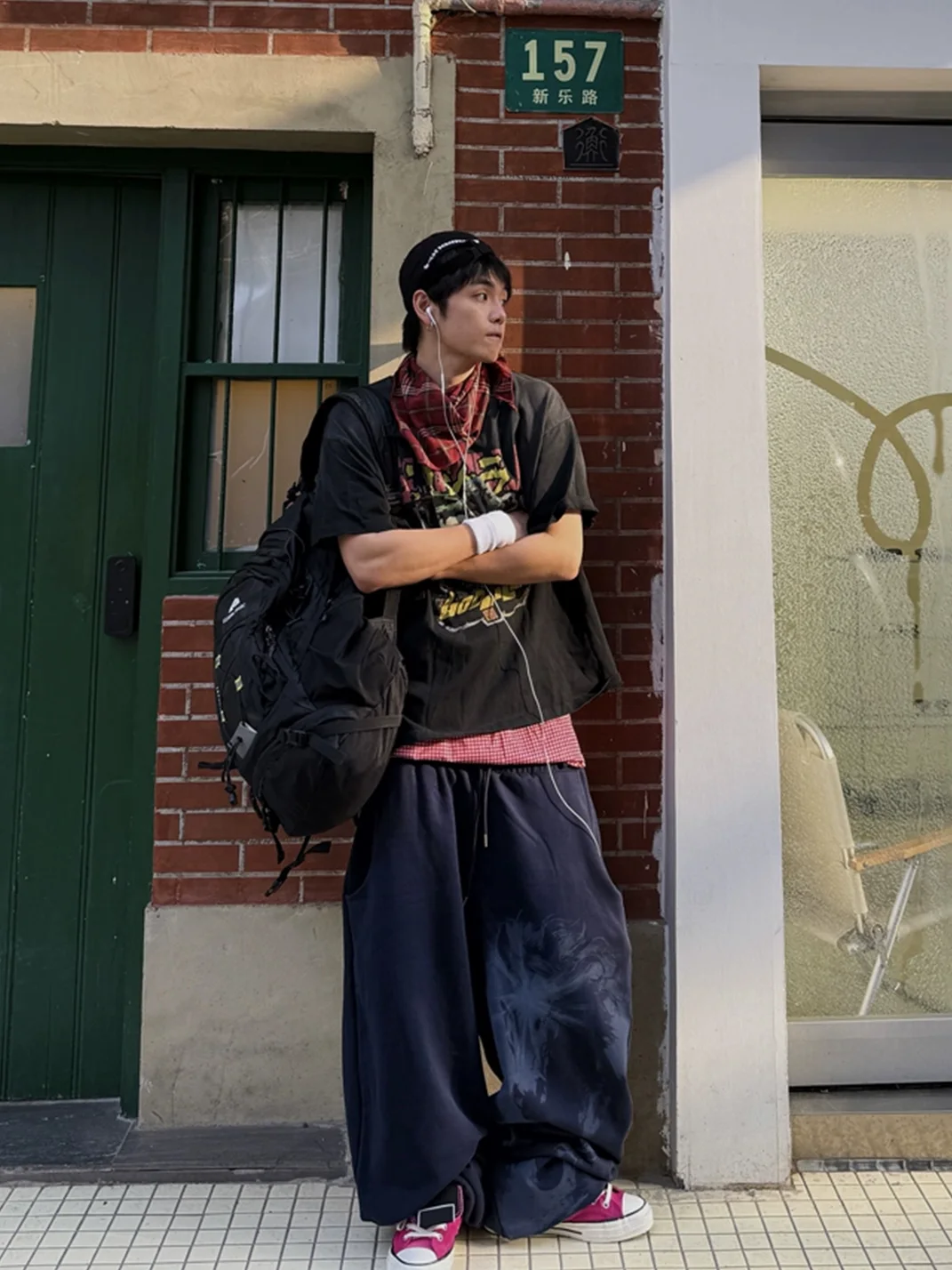 Tiesake | Two-Tone Cotton Wide-Leg Sweatpants