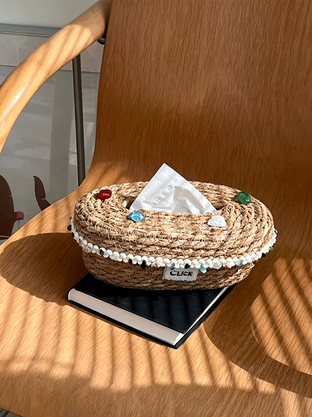 Click | Handwoven Straw Tissue Storage Box