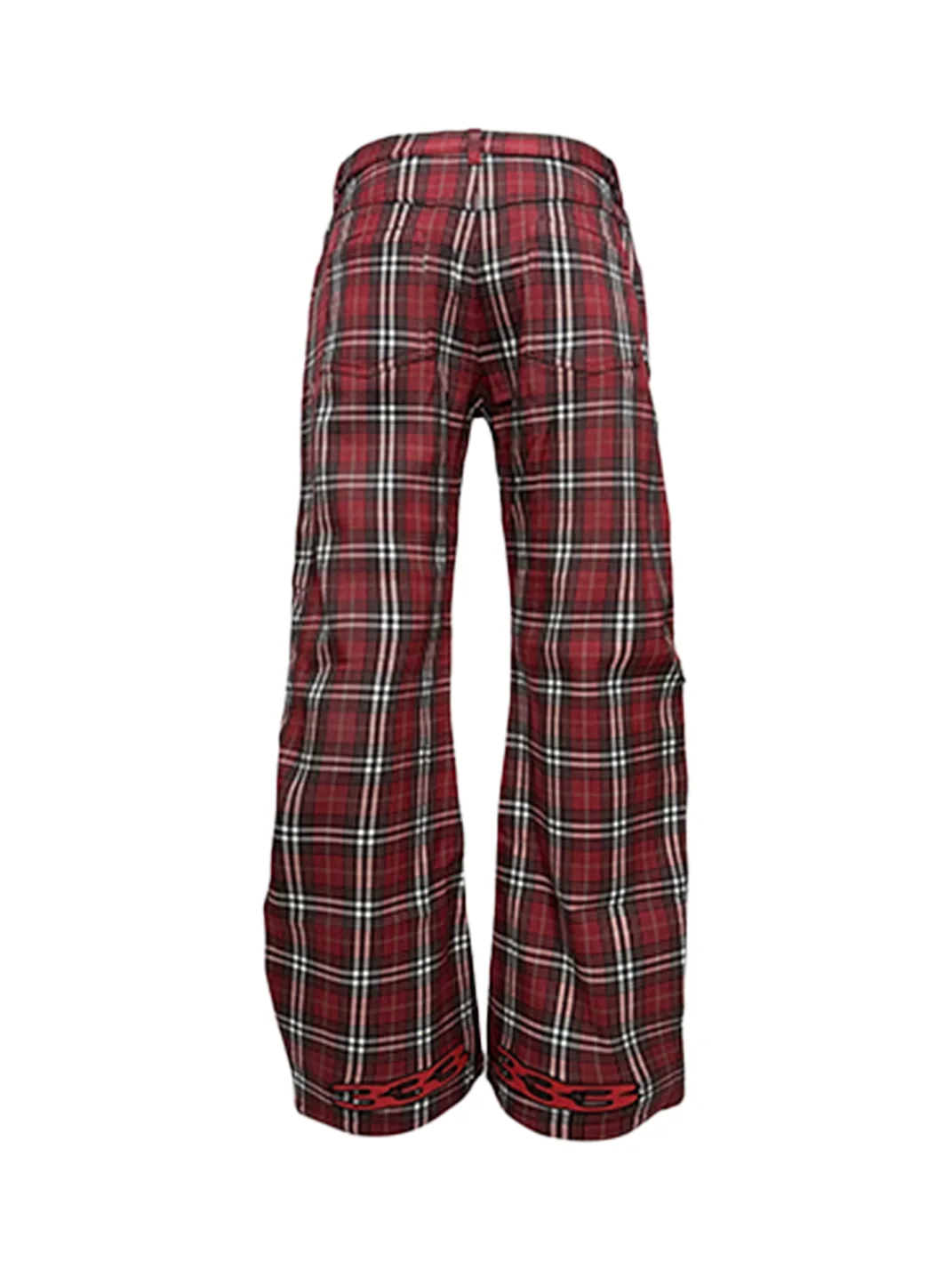 PCCVISION | Plaid Embroidered Pleated Wide-Leg Casual Pants