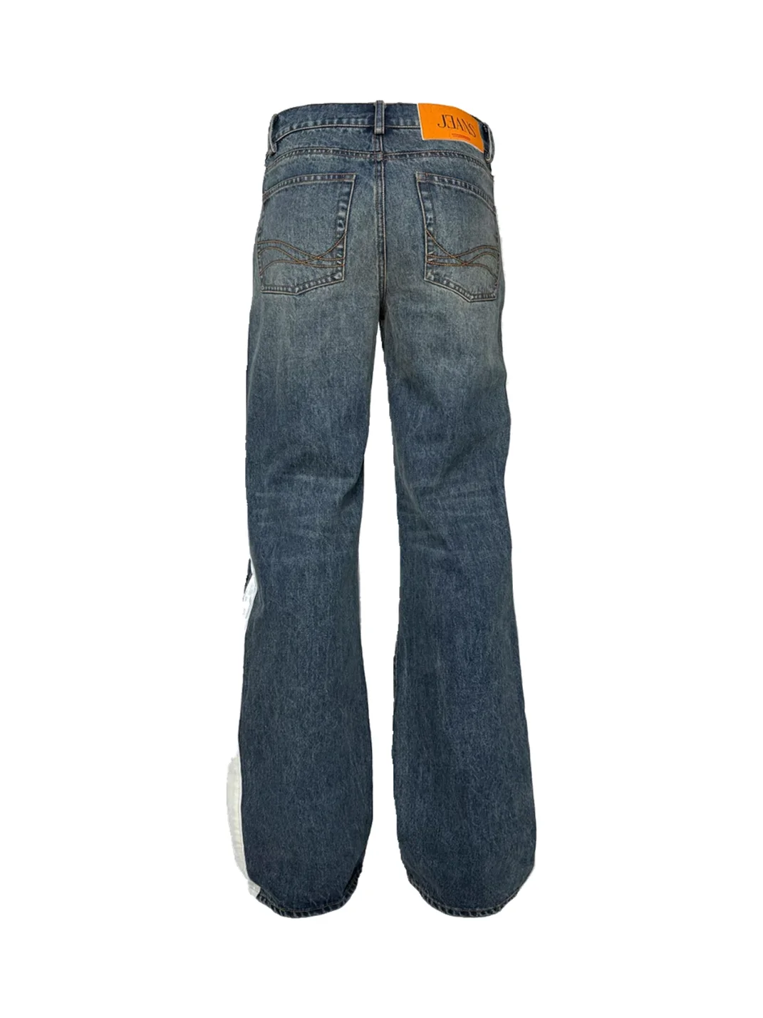 PCCVISION | Washed Contrast-Stripe Straight-Leg Jeans