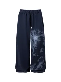 Tiesake | Two-Tone Cotton Wide-Leg Sweatpants