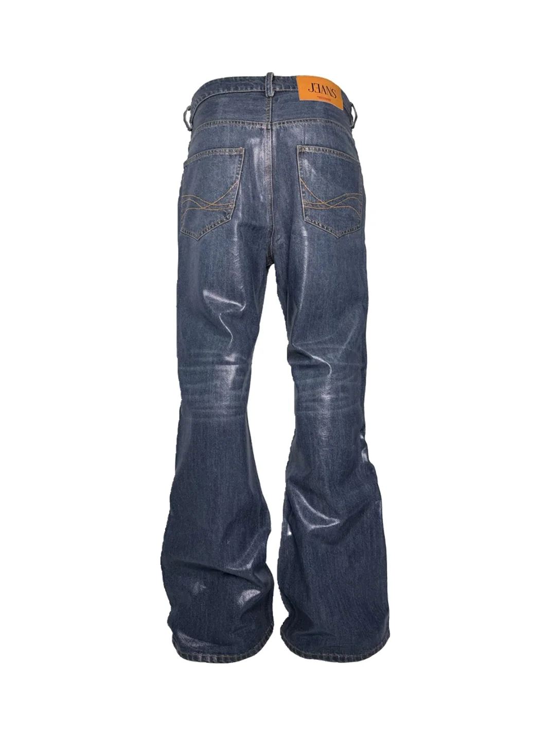 PCCVISION | Coated Dark Blue Bootcut Flare Jeans