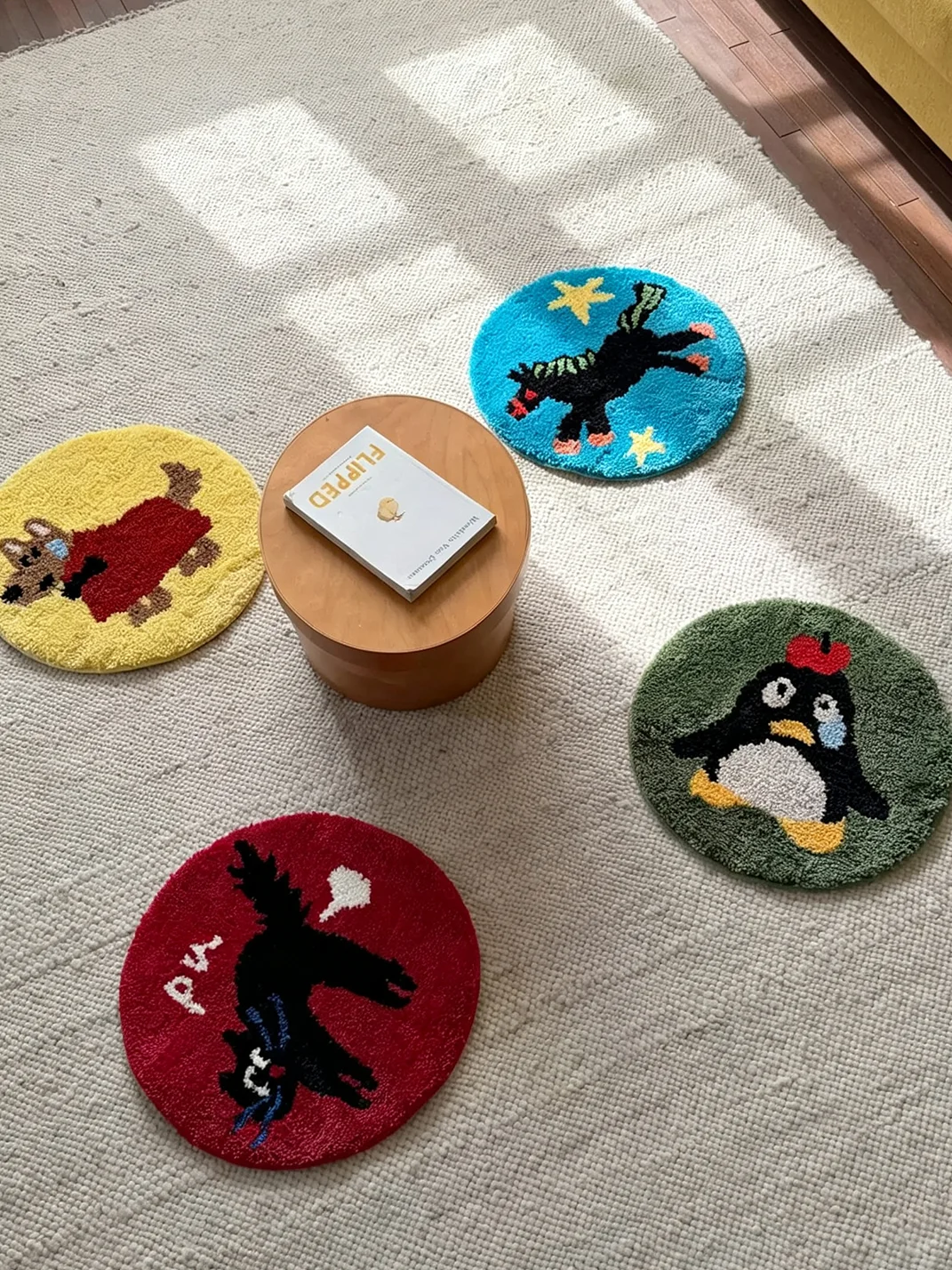 Click | Round Cartoon Animal Tufted Chair Cushion
