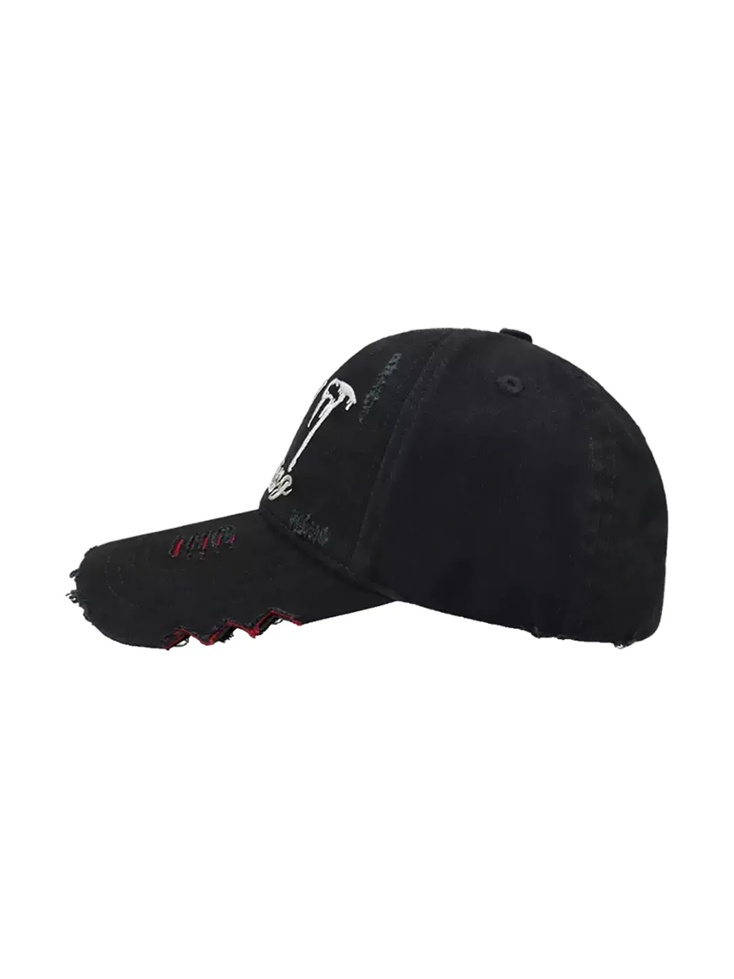 WANNA LAB | Distressed 777 Embroidered Curved Brim Baseball Cap