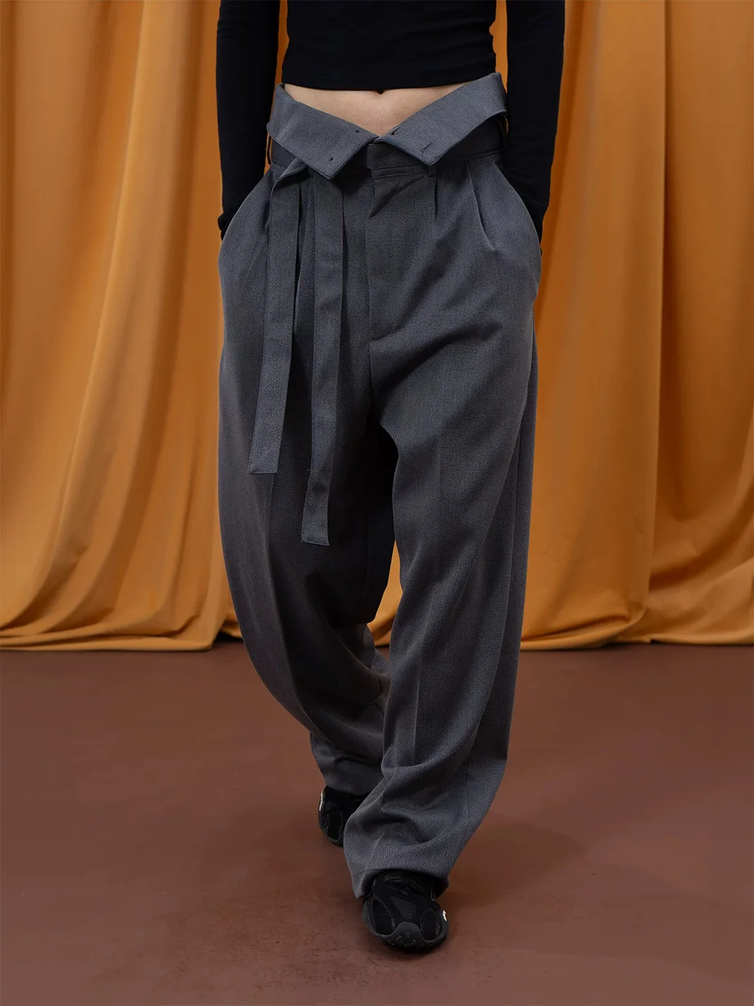 CLP | Foldover Waist Wide-Leg Trousers