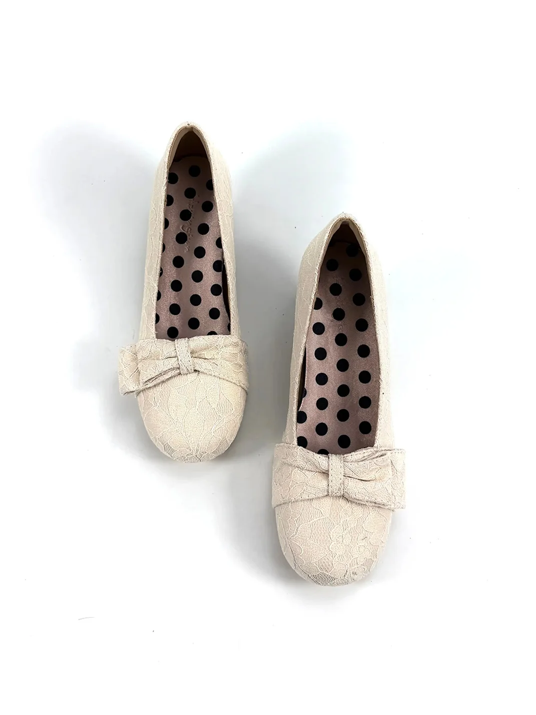 Dolly Bae | Apricot Jacquard Lace Bow Goblet Heels