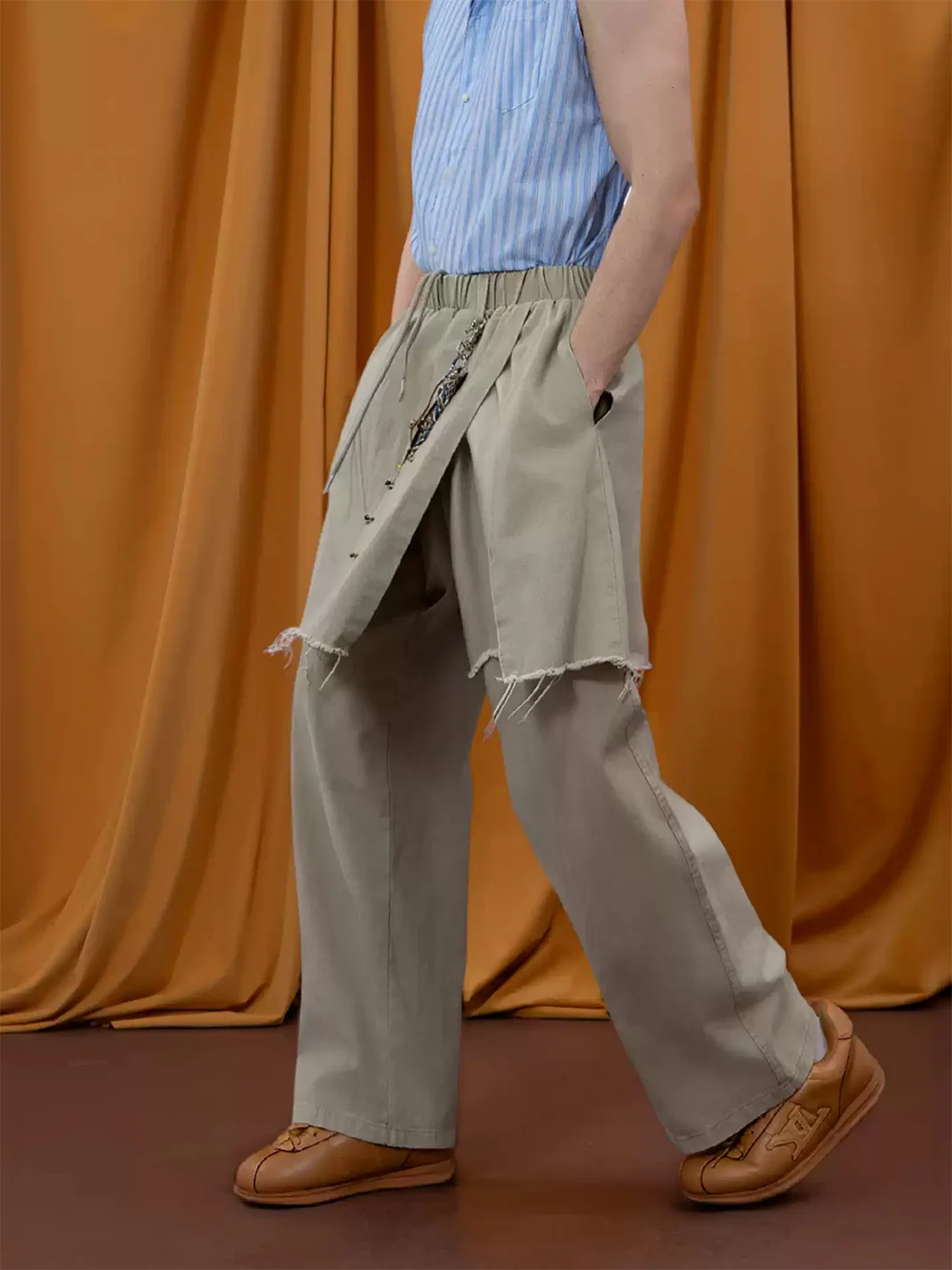 CLP | Layered Wide-Leg Drawstring Pants