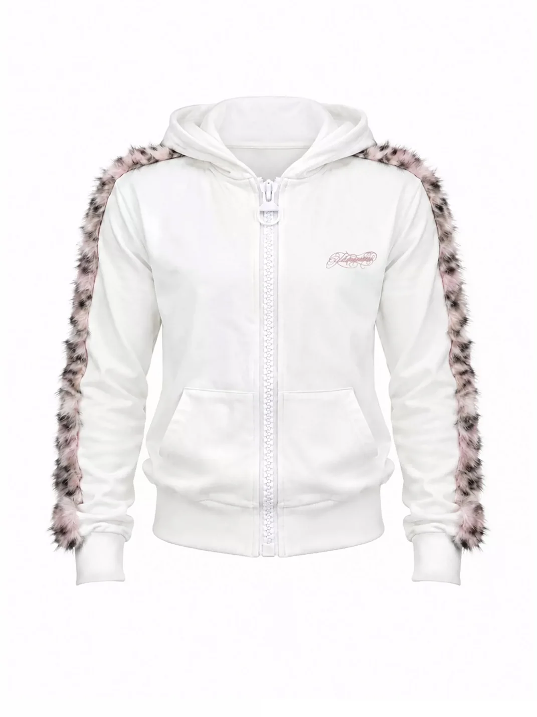 KARMANISTIC | Leopard Trim Relaxed Zip-Up Hoodie
