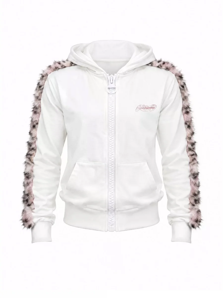 KARMANISTIC | Leopard Trim Relaxed Zip-Up Hoodie - 3
