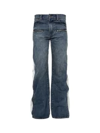 PCCVISION | Washed Contrast-Stripe Straight-Leg Jeans