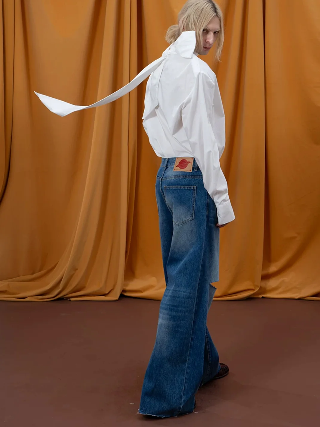 CLP | Blue Distressed Wide-Leg Jeans