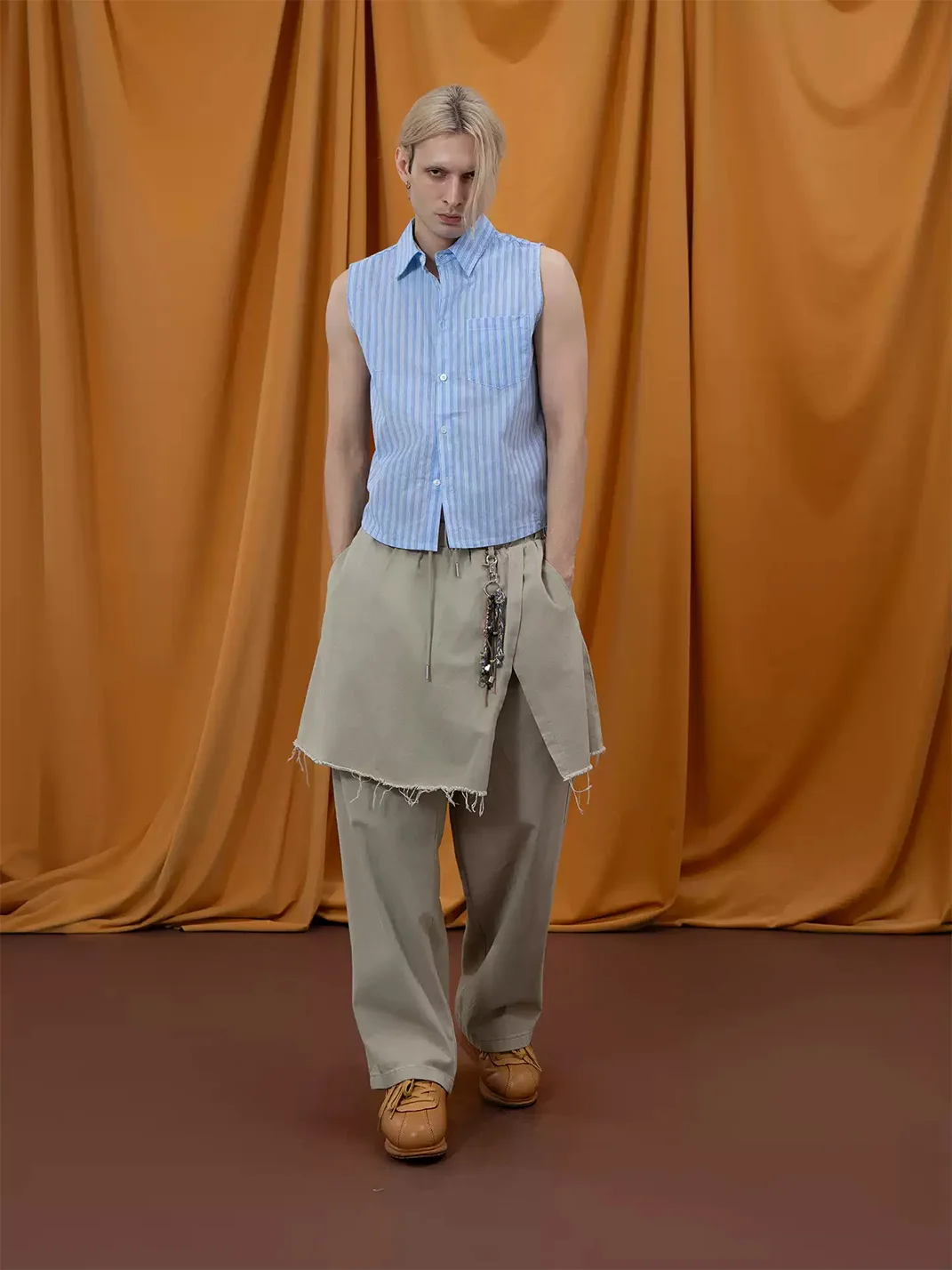 CLP | Layered Wide-Leg Drawstring Pants