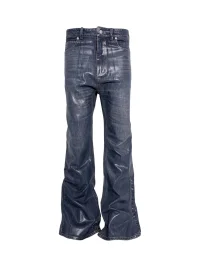 PCCVISION | Coated Dark Blue Bootcut Flare Jeans