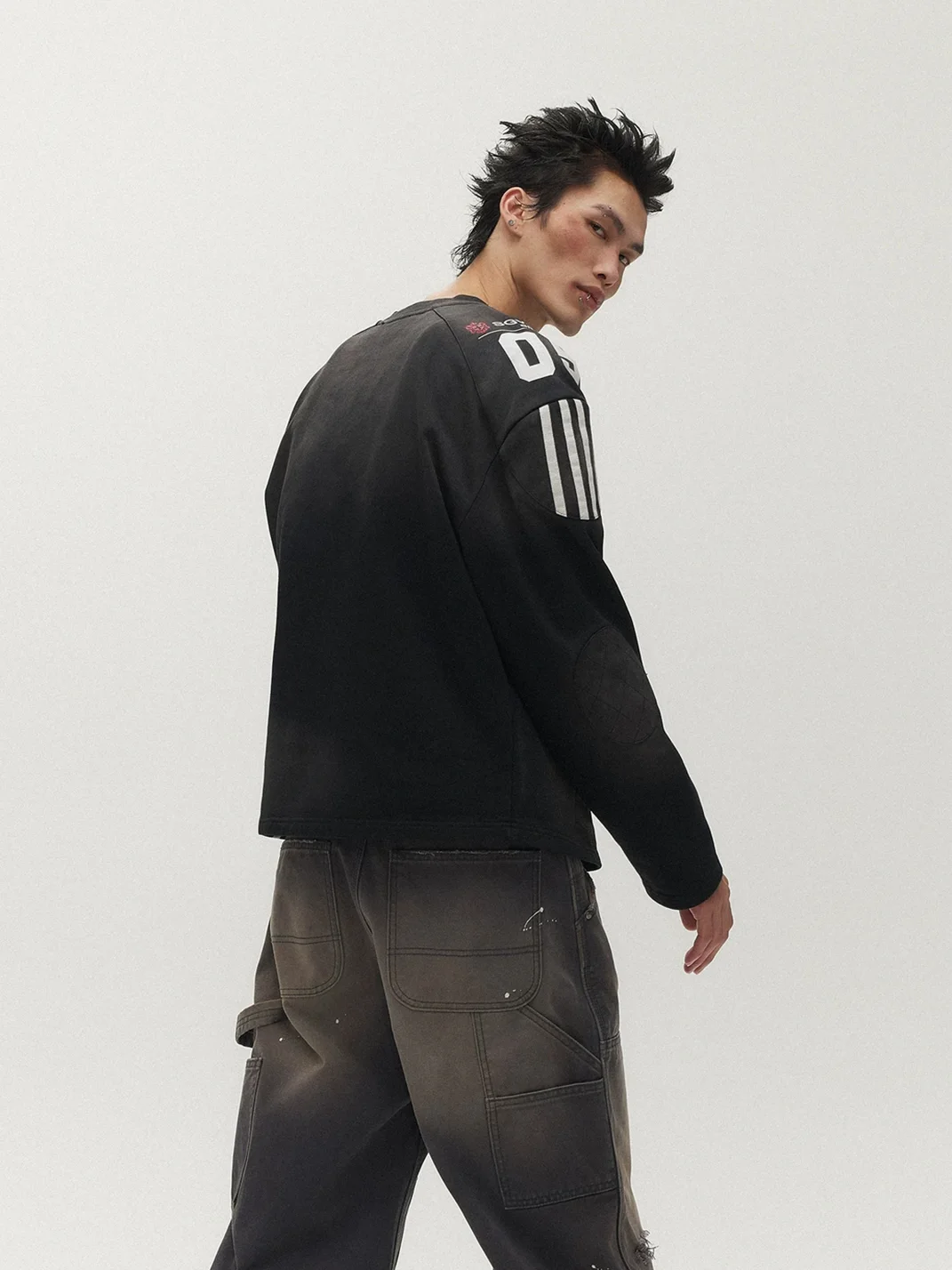 SAXGENWON | Washed Distressed Boxy Football Sweatshirt