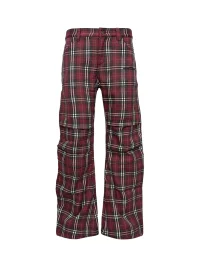 PCCVISION | Plaid Embroidered Pleated Wide-Leg Casual Pants