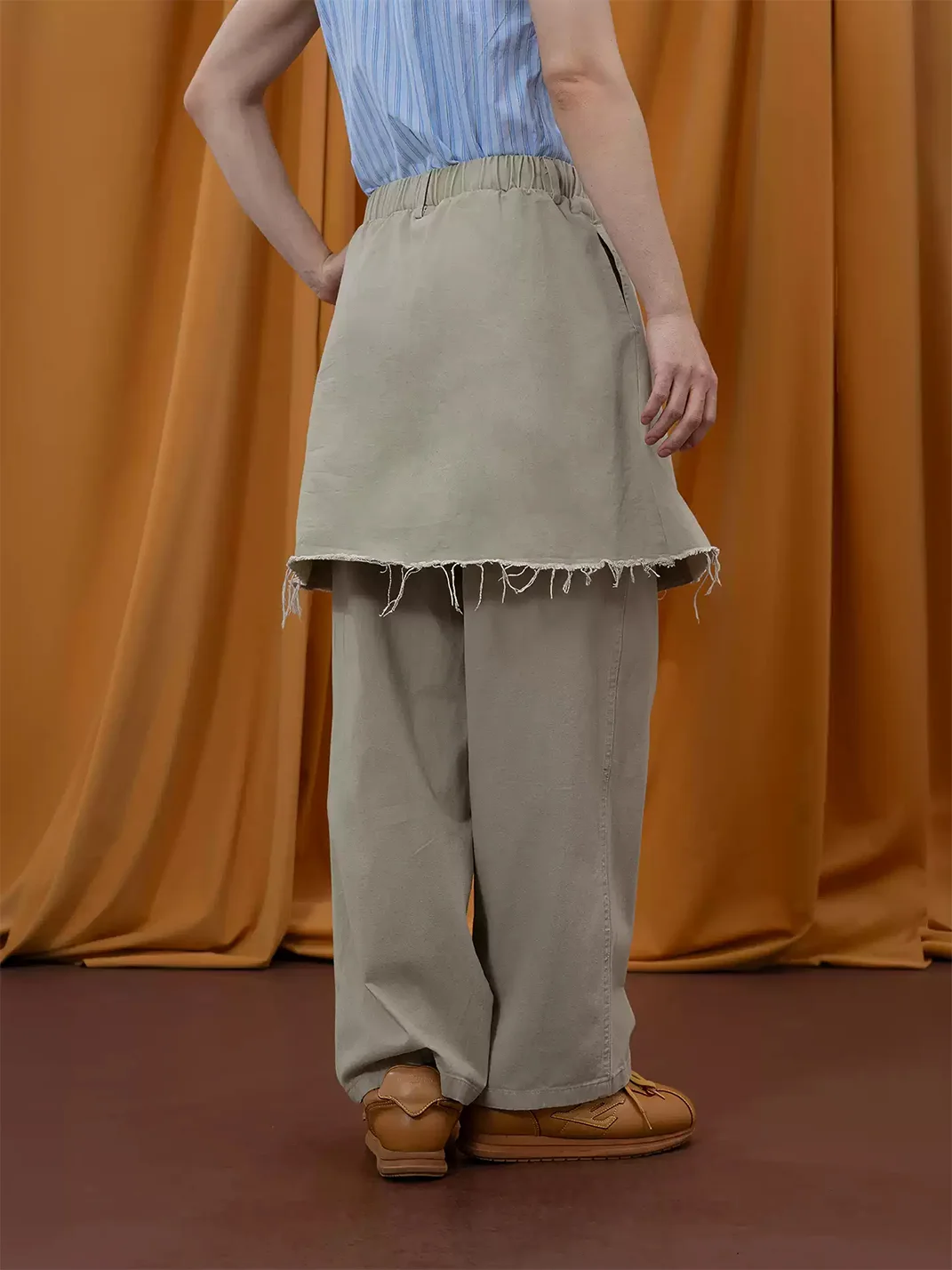 CLP | Layered Wide-Leg Drawstring Pants