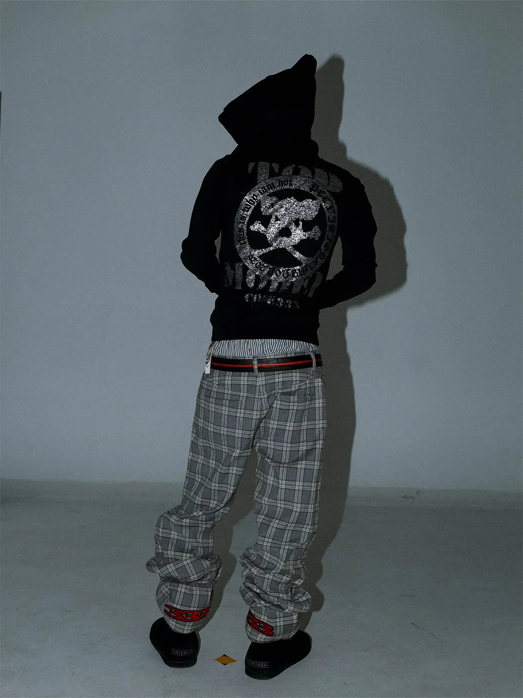 PCCVISION | Plaid Embroidered Pleated Wide-Leg Casual Pants