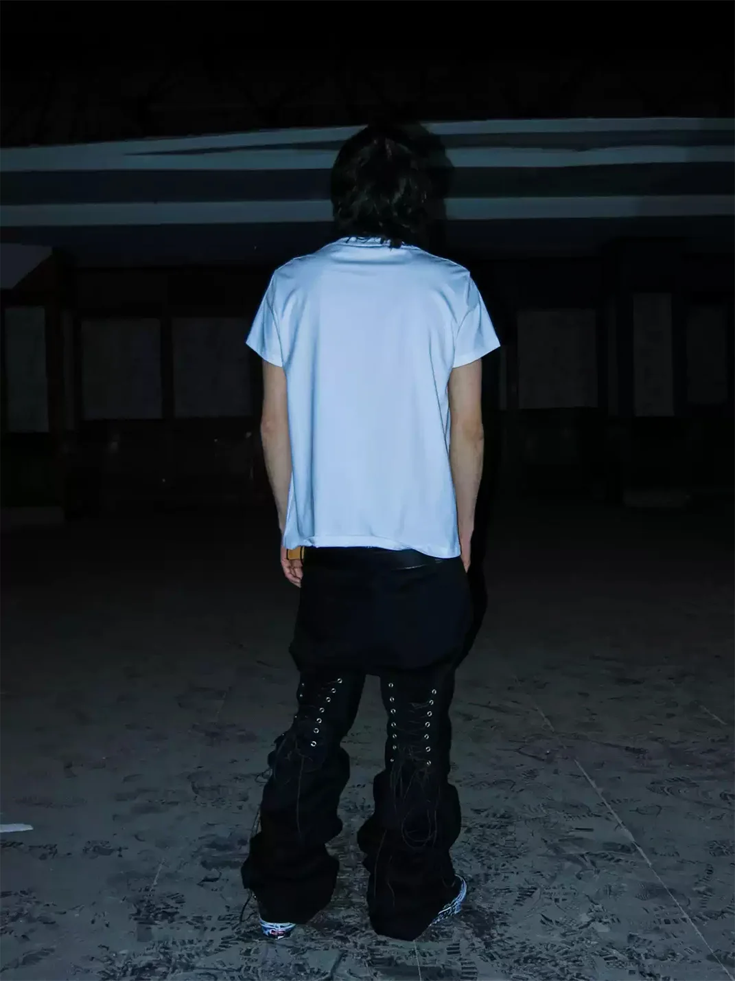 PCCVISION | Cracked Text Print Crew Neck T-Shirt