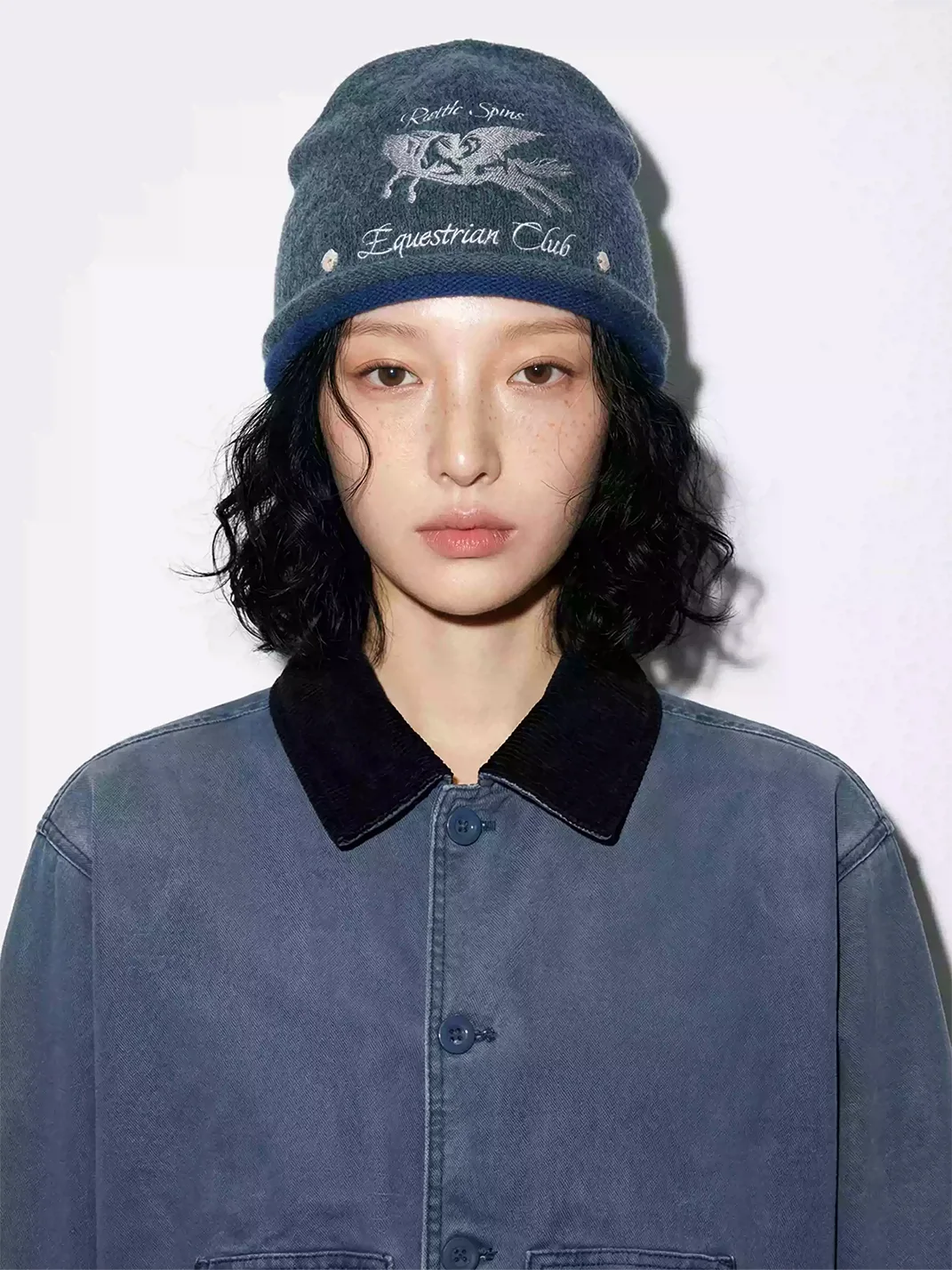 REDRINSE | Winged Horse Double Cuff Wool Beanie