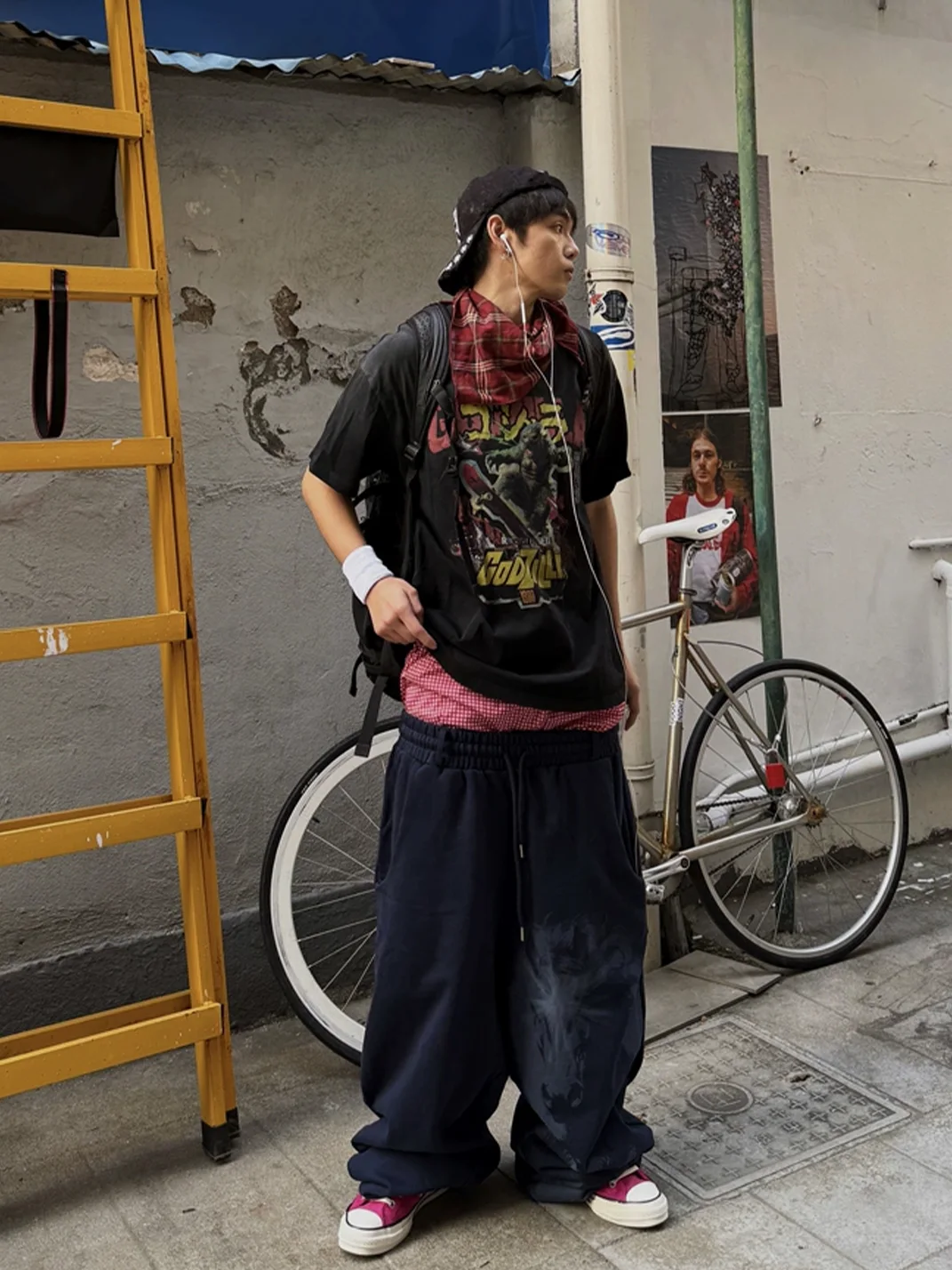 Tiesake | Two-Tone Cotton Wide-Leg Sweatpants