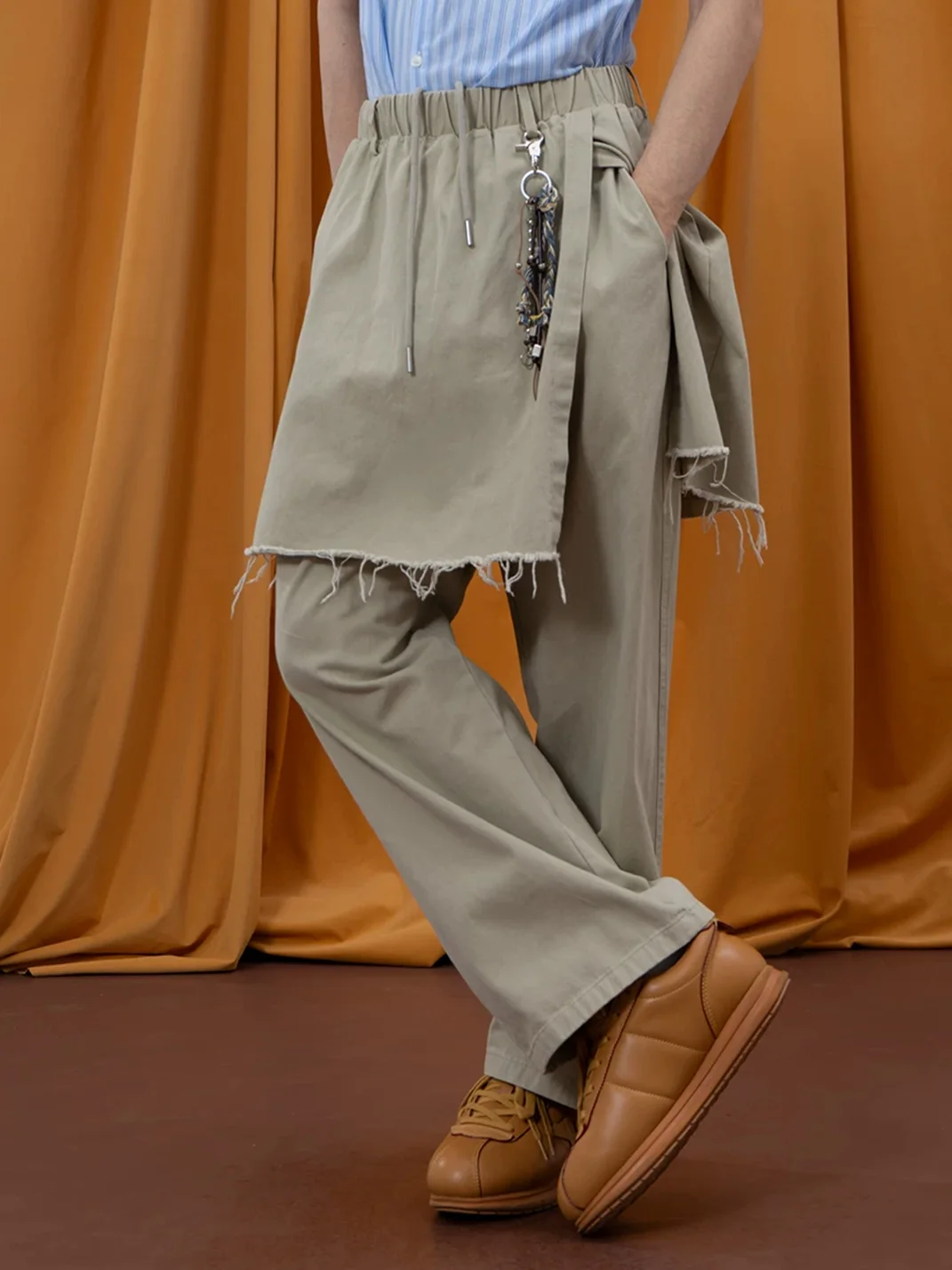CLP | Layered Wide-Leg Drawstring Pants