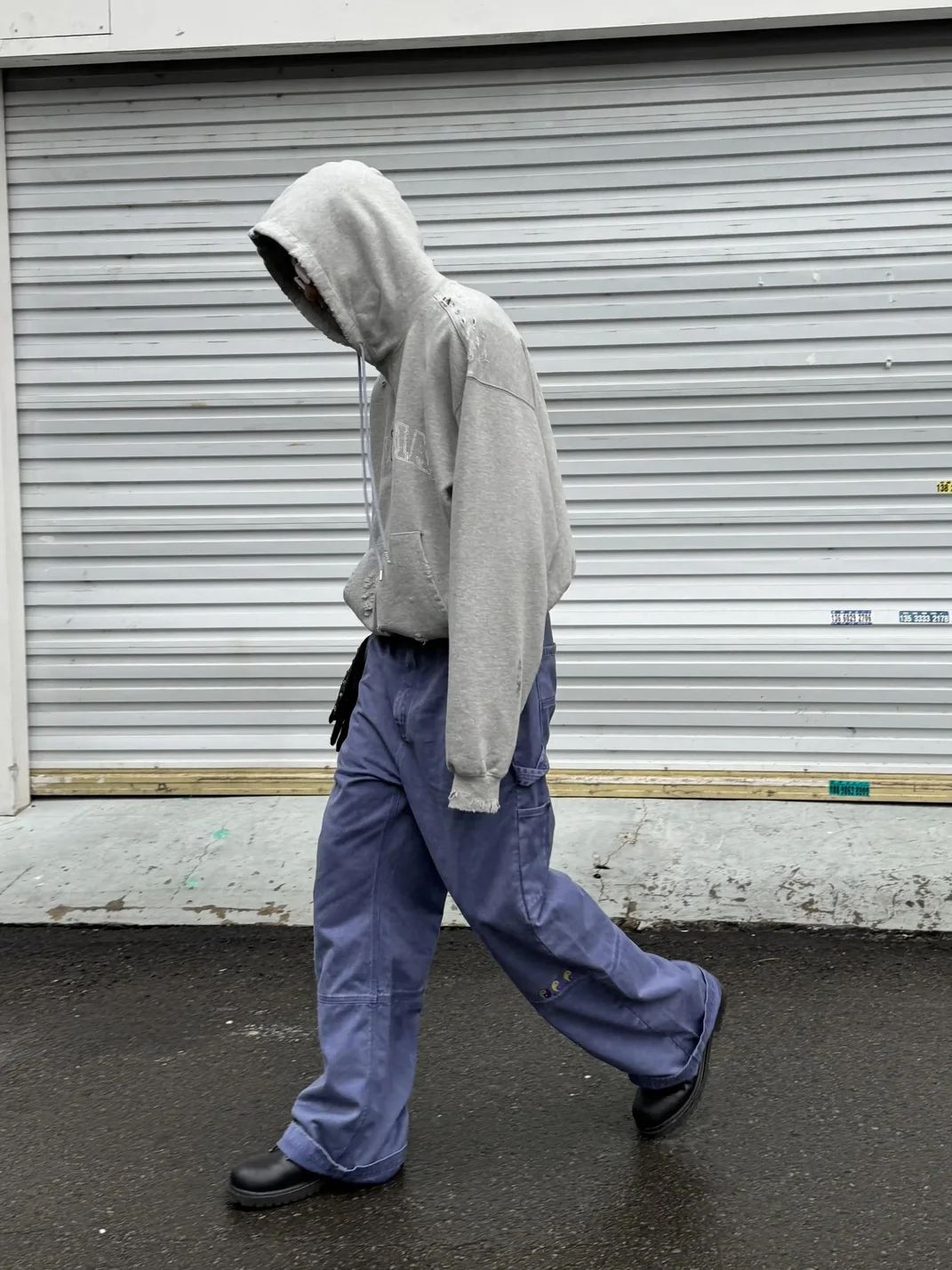 Tiesake | Distressed Boxy Embroidered Hoodie