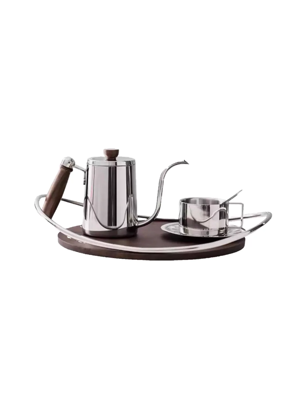 ADRZ | Stainless Steel Mirrored And Wooden Display Tray