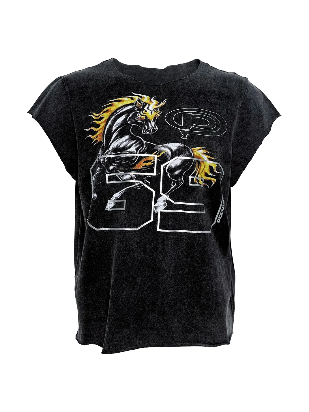 PCCVISION | Distressed Raw Edge Horse Print T-Shirt