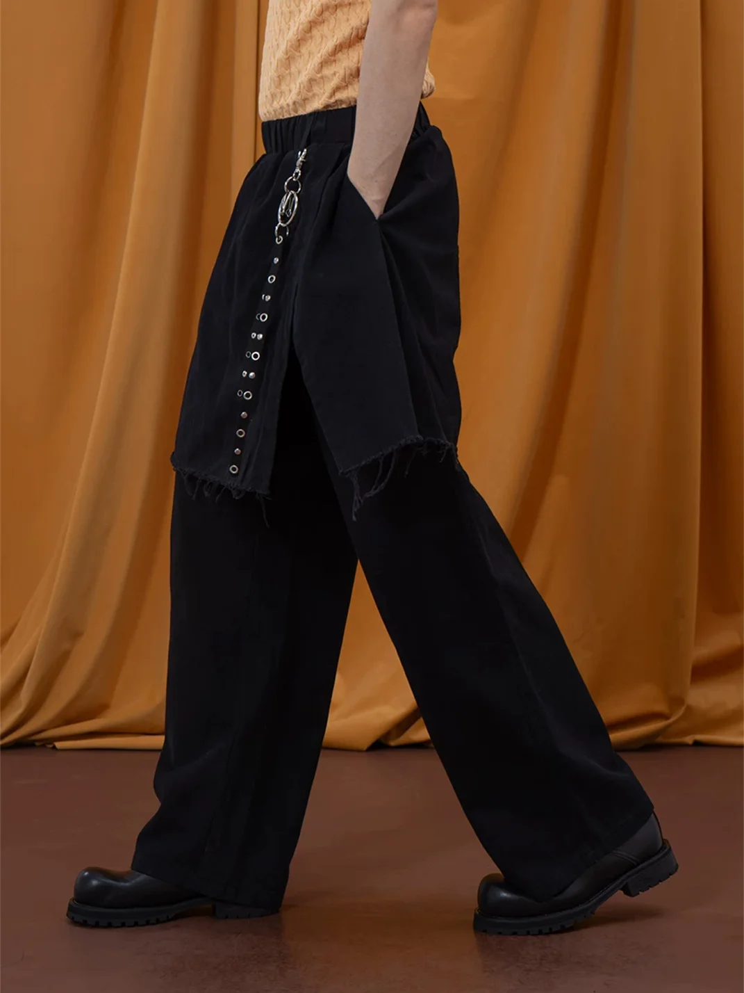 CLP | Layered Wide-Leg Drawstring Pants