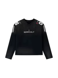SAXGENWON | Washed Distressed Boxy Football Sweatshirt