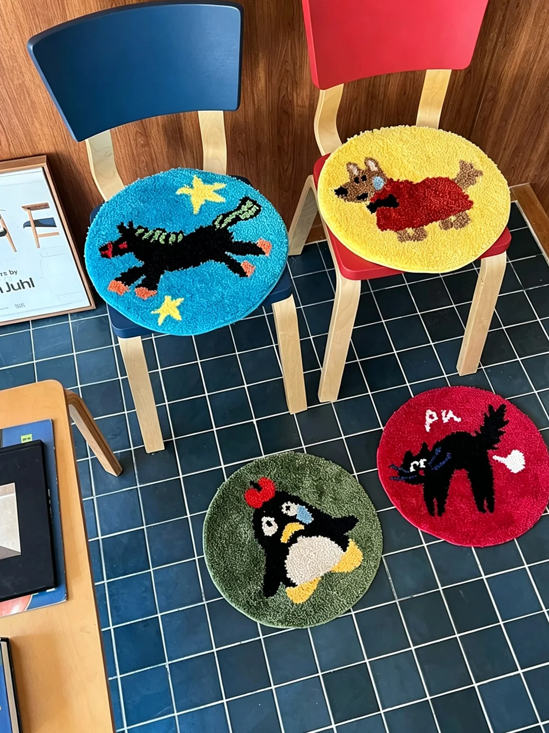Click | Round Cartoon Animal Tufted Chair Cushion