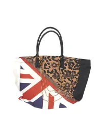 SchwarzGold | Distressed Leopard Union Jack Canvas Tote Bag