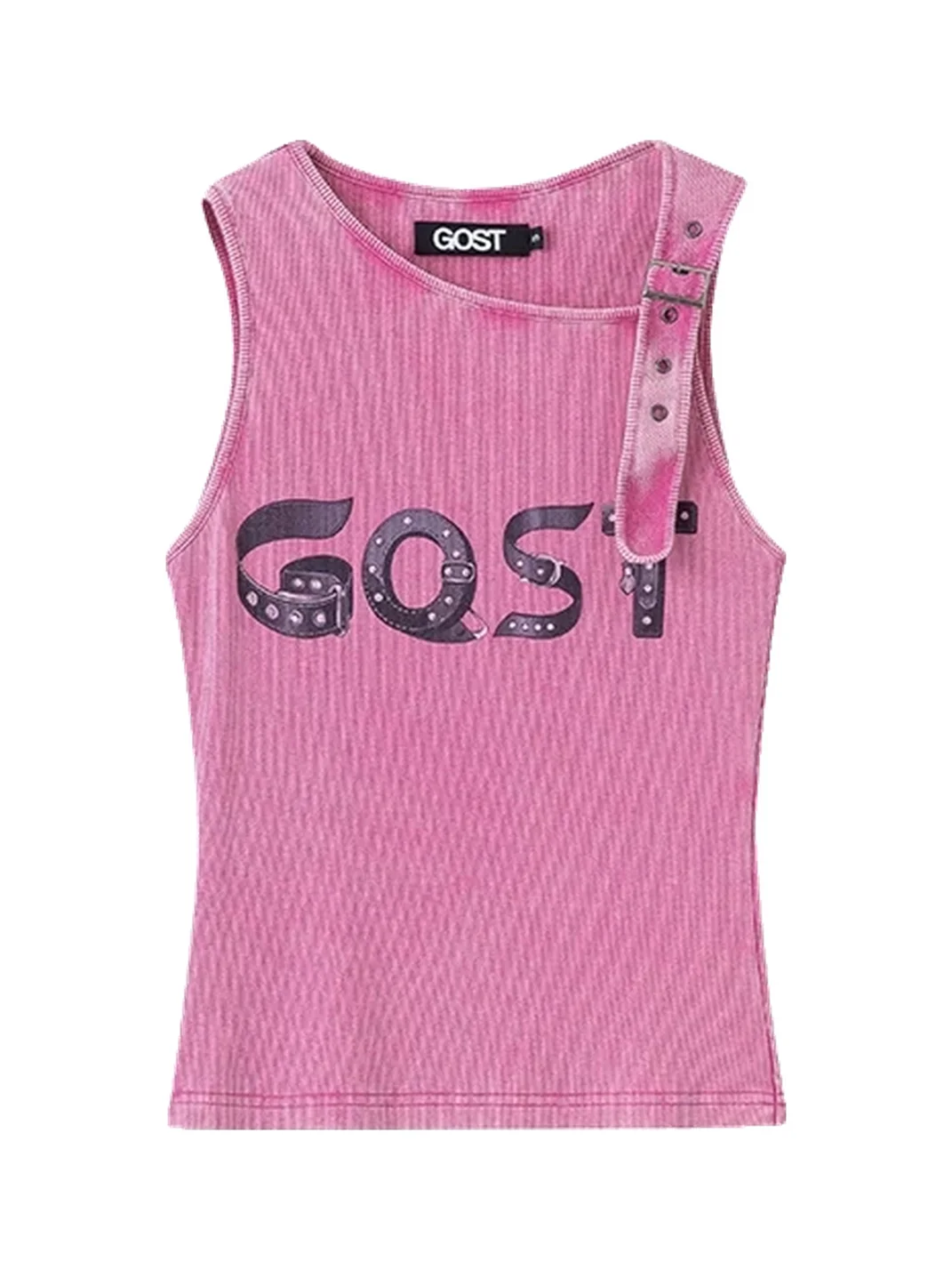 GOST | Asymmetric Letter Print Ribbed Tank Top