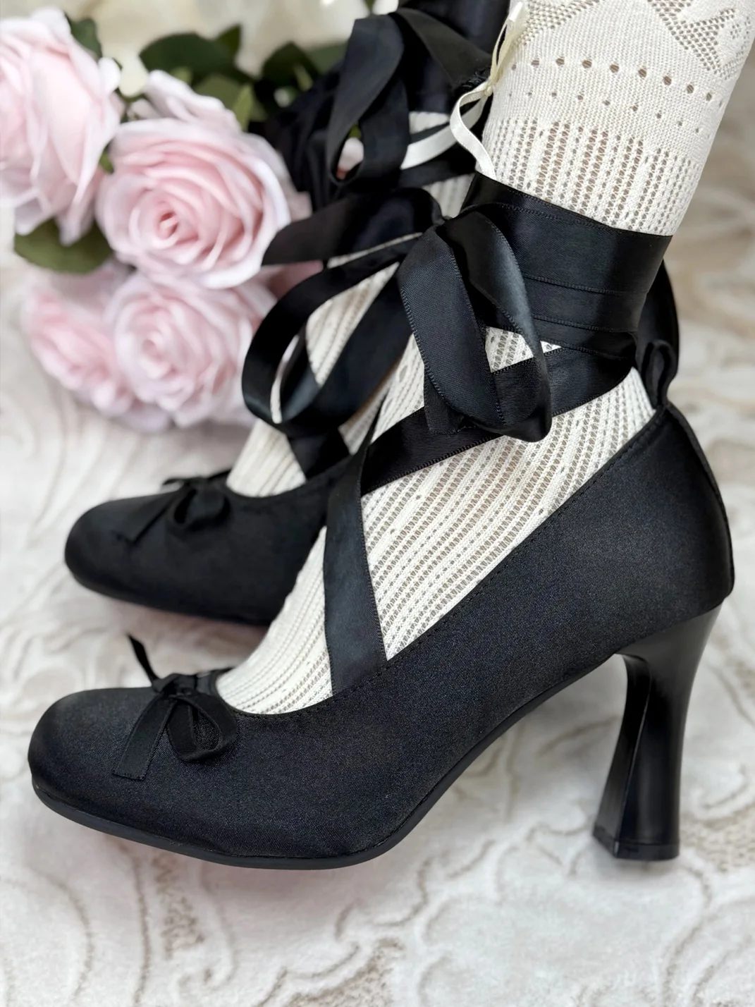 Dolly Bae | Satin Bow Ribbon Mary Jane Heels