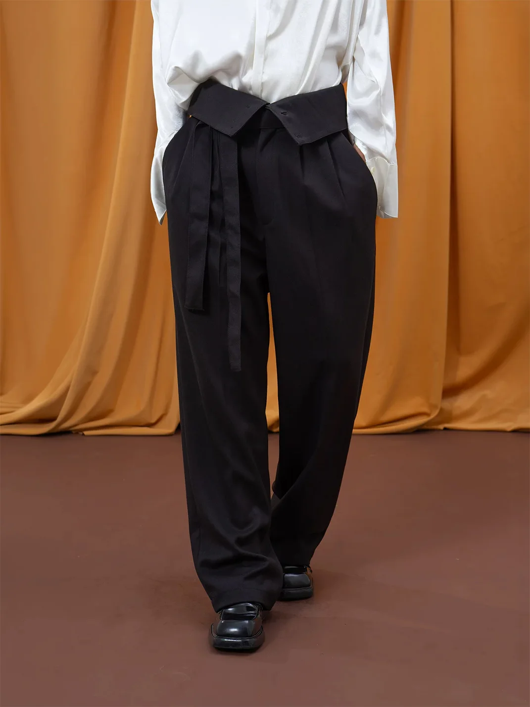 CLP | Foldover Waist Wide-Leg Trousers